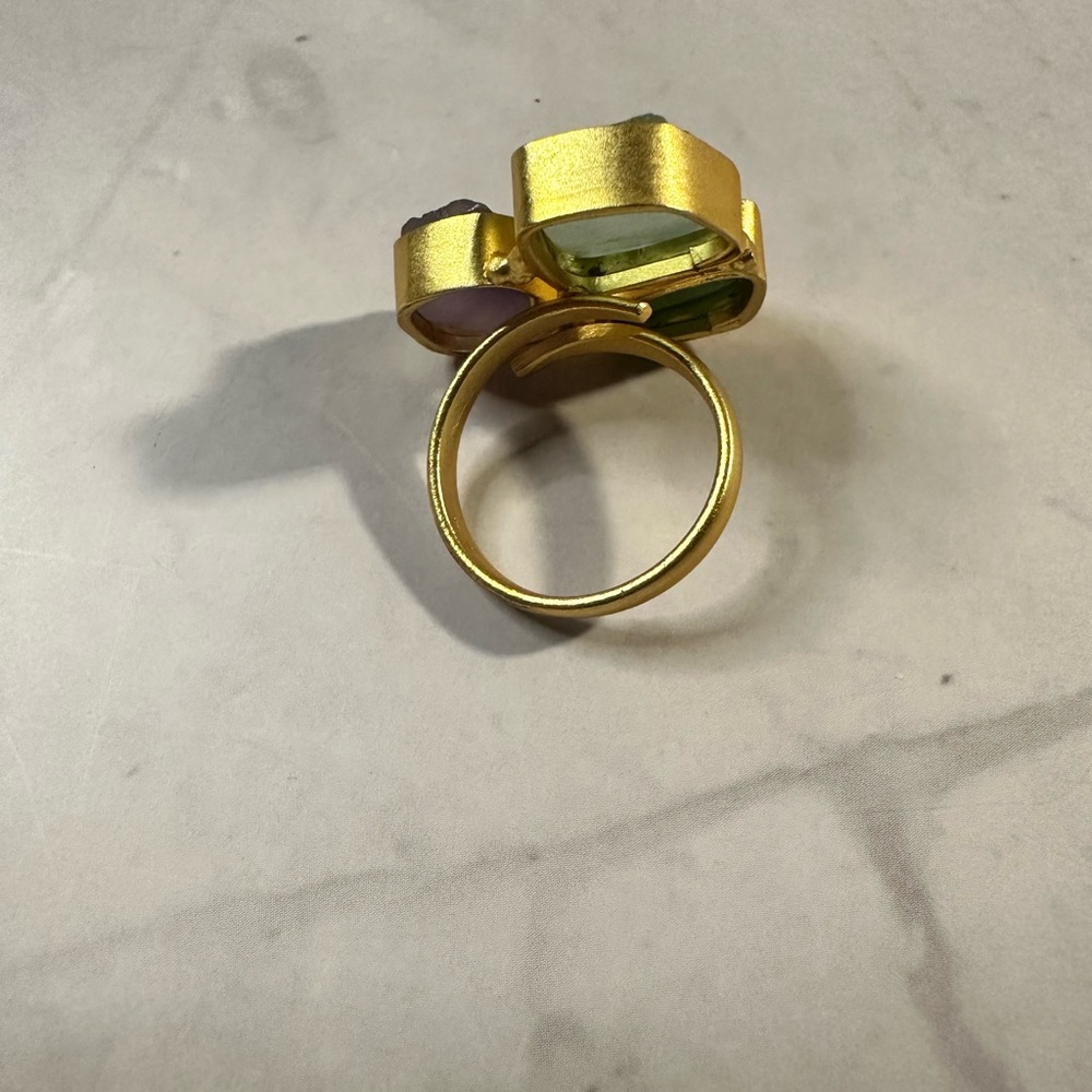 Raw Stone Statement Ring | Multi-Stone Gold Ring … - image 2